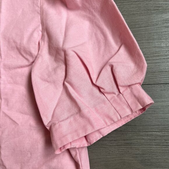 Vintage 70s Pink Collared Button Up Puff Sleeve Blouse The Villager Size 14 - Picture 4 of 6
